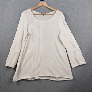 Habitat Sweater Womens Small White Knit Scoop Neck Tunic Boho Lagenlook